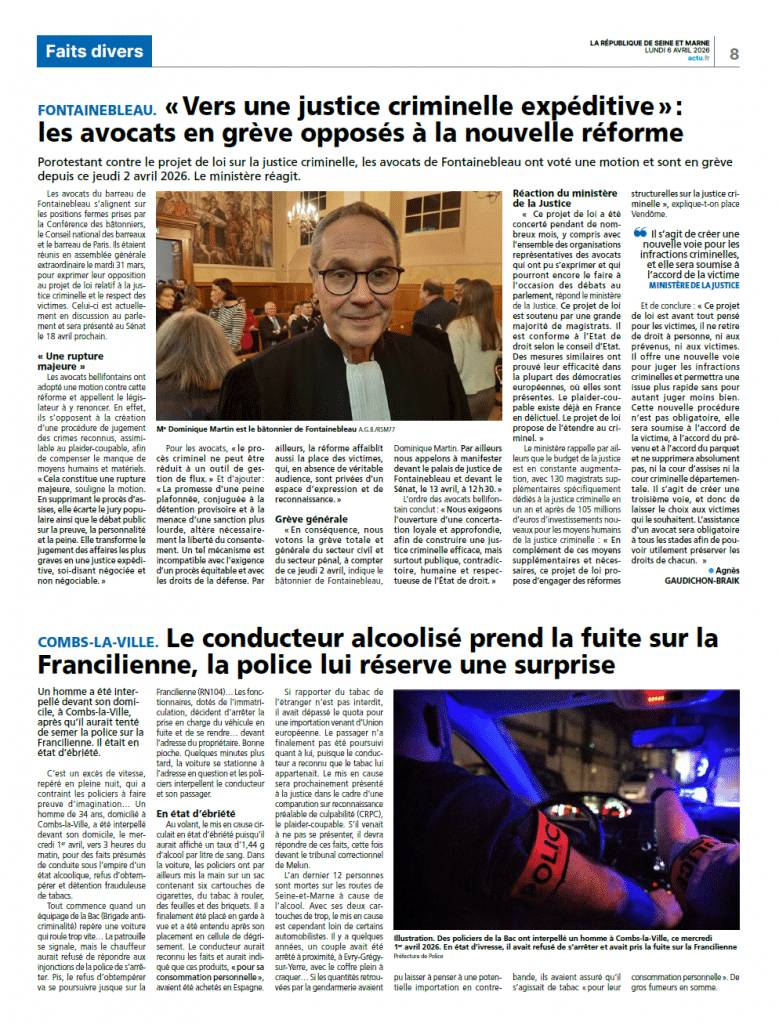 Les avocats de Fontainebleau en grève contre la réforme de la justice criminelle 1 Capture decran 2026 05 19 121618